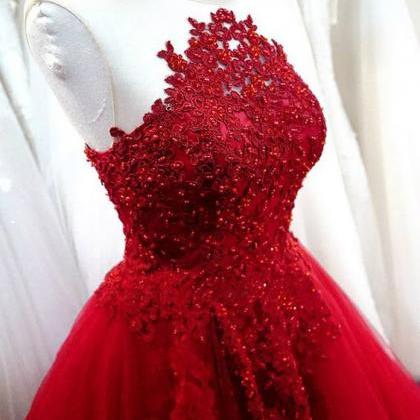 red tulle ball gown