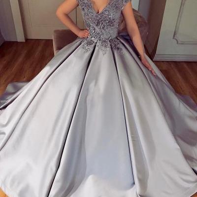 Charming Prom Dress,Ball Gown Prom Dresses,Appliques Evening Dress,Formal Evening Gown F3360
