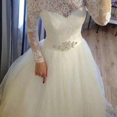 Charming Wedding Dress, Short Wedding Dresses, Full Sleeve Wedding Gown, Elegant Bridal Dress F4438