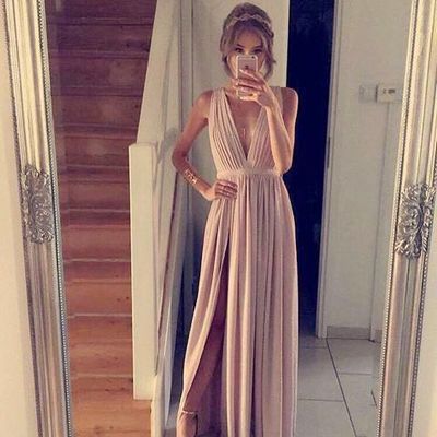 Charming Prom Dress,Sleevelss Long Prom Gown,Sexy Prom Dresses,Long Split Side Evening Dress F412