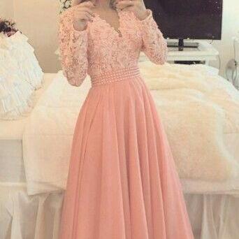 Charming Prom Dress,Long Sleeve Appliques Prom Dress,Formal Evening Dress F1728
