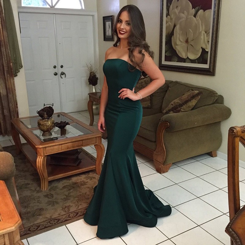 strapless mermaid prom dress