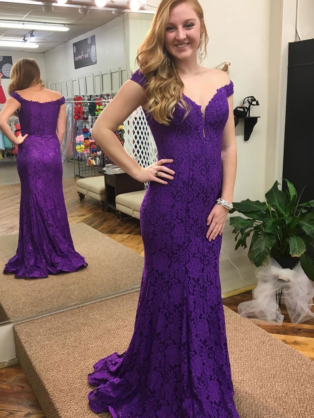 purple lace mermaid dress