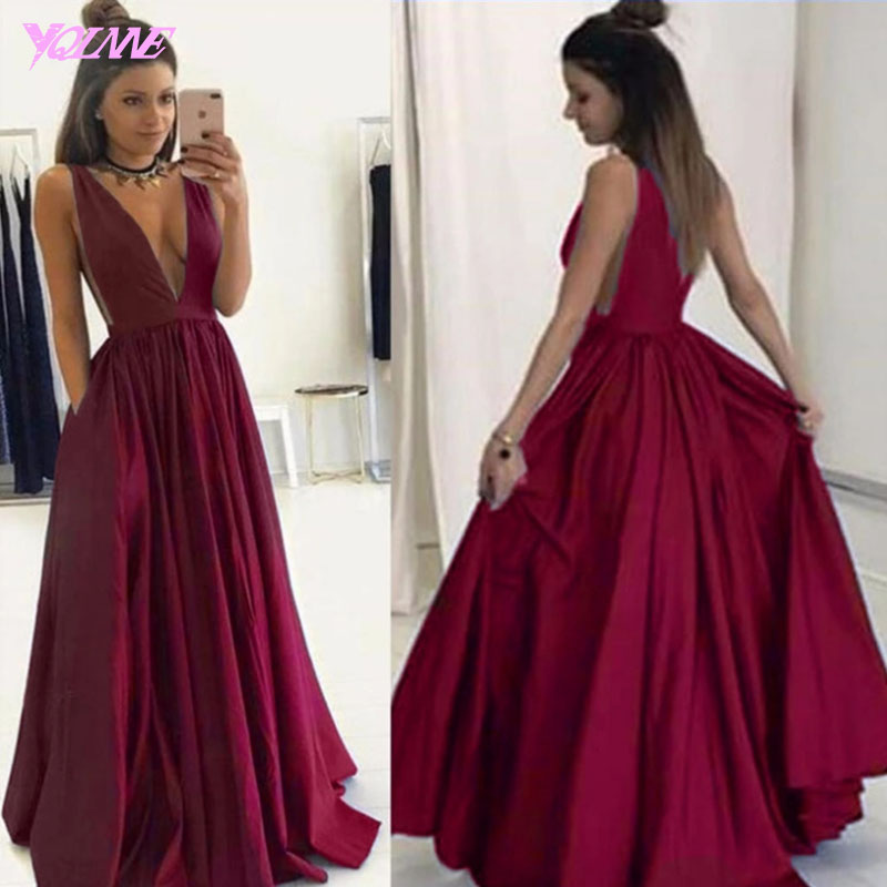 deep v neck evening gown