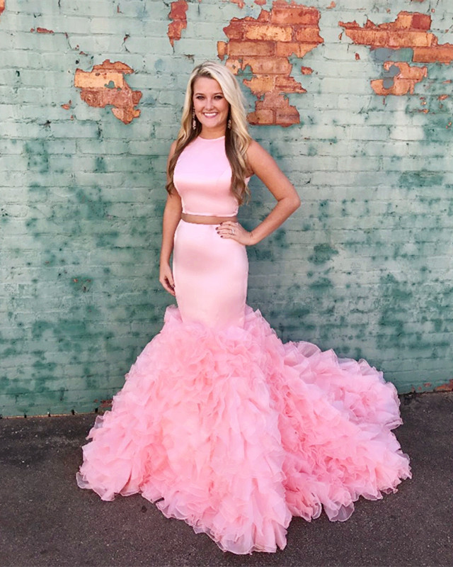 pink dress with ruffles