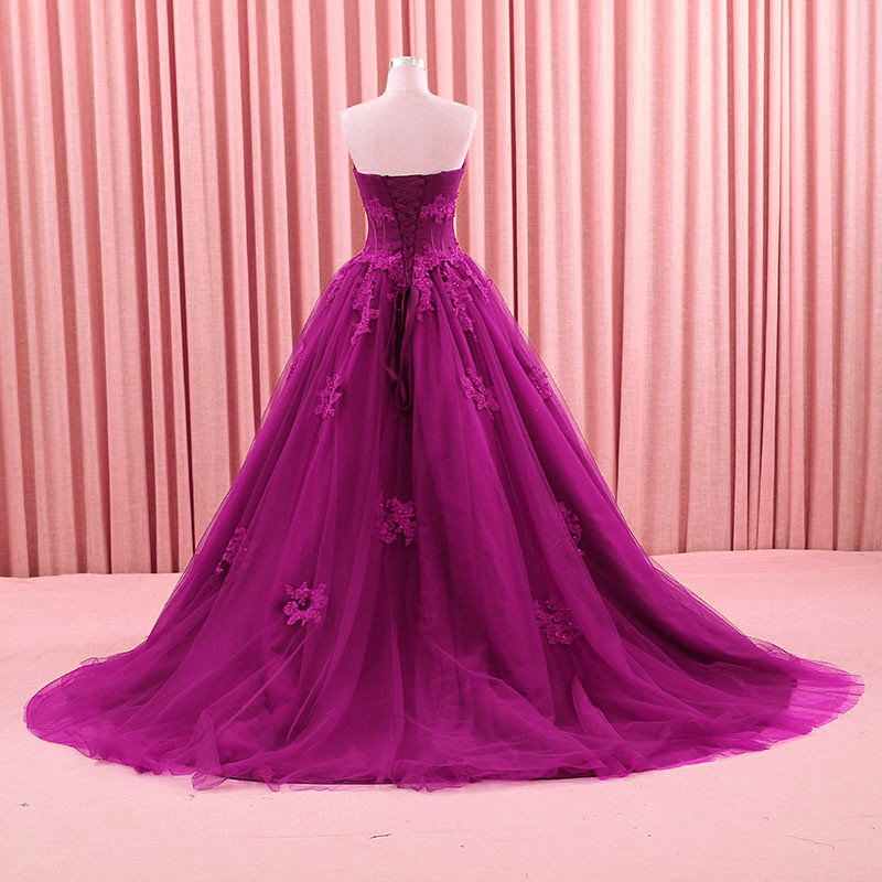 Purple Appliques Ball Gown Prom Dress Long Evening Dress Women Dress On Luulla