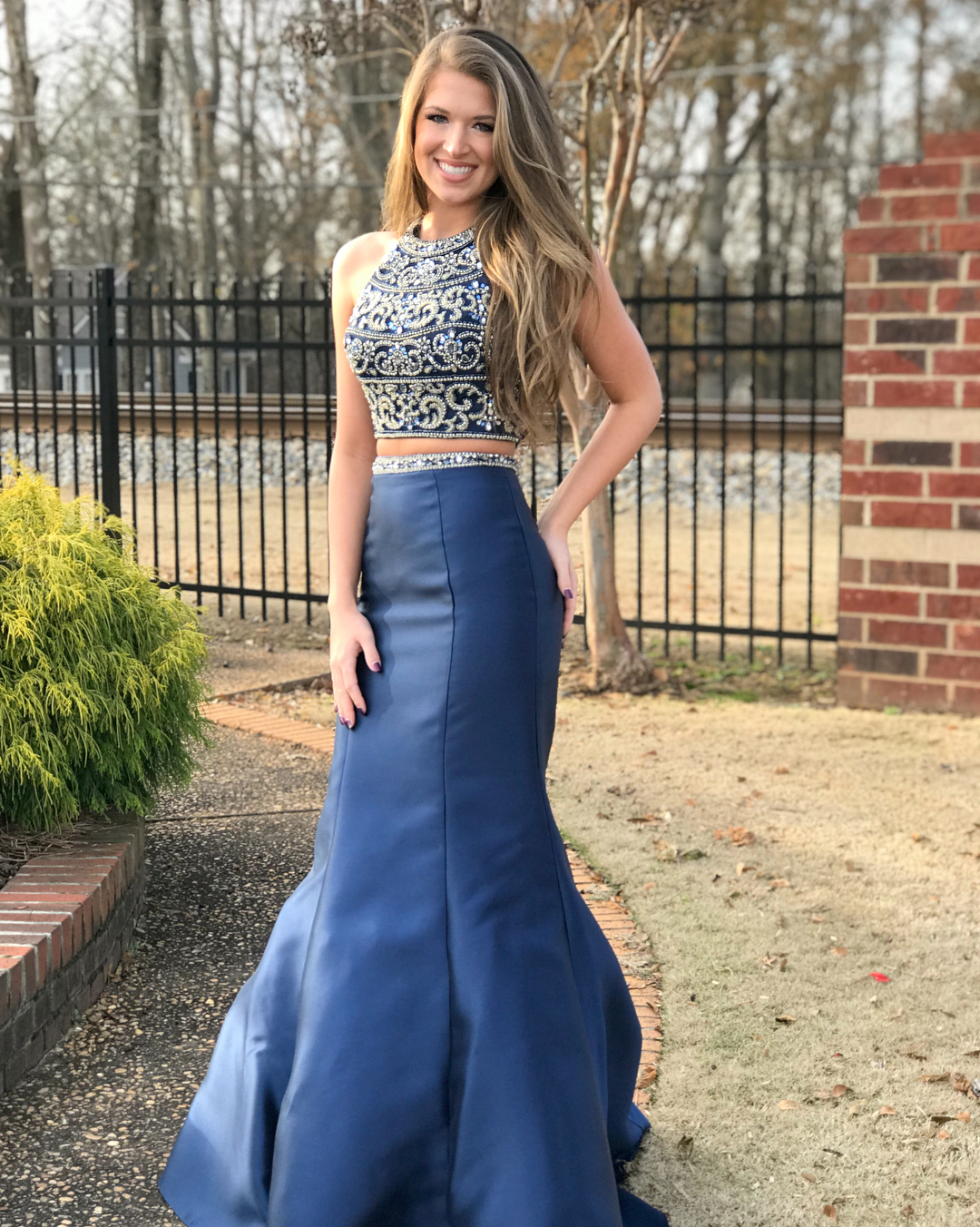 blue jean prom dress