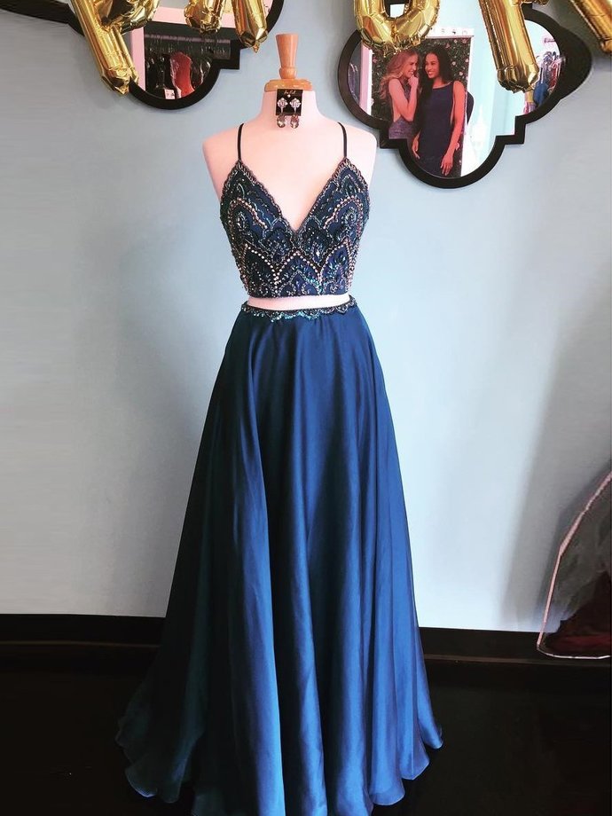 navy blue prom dresses 2018