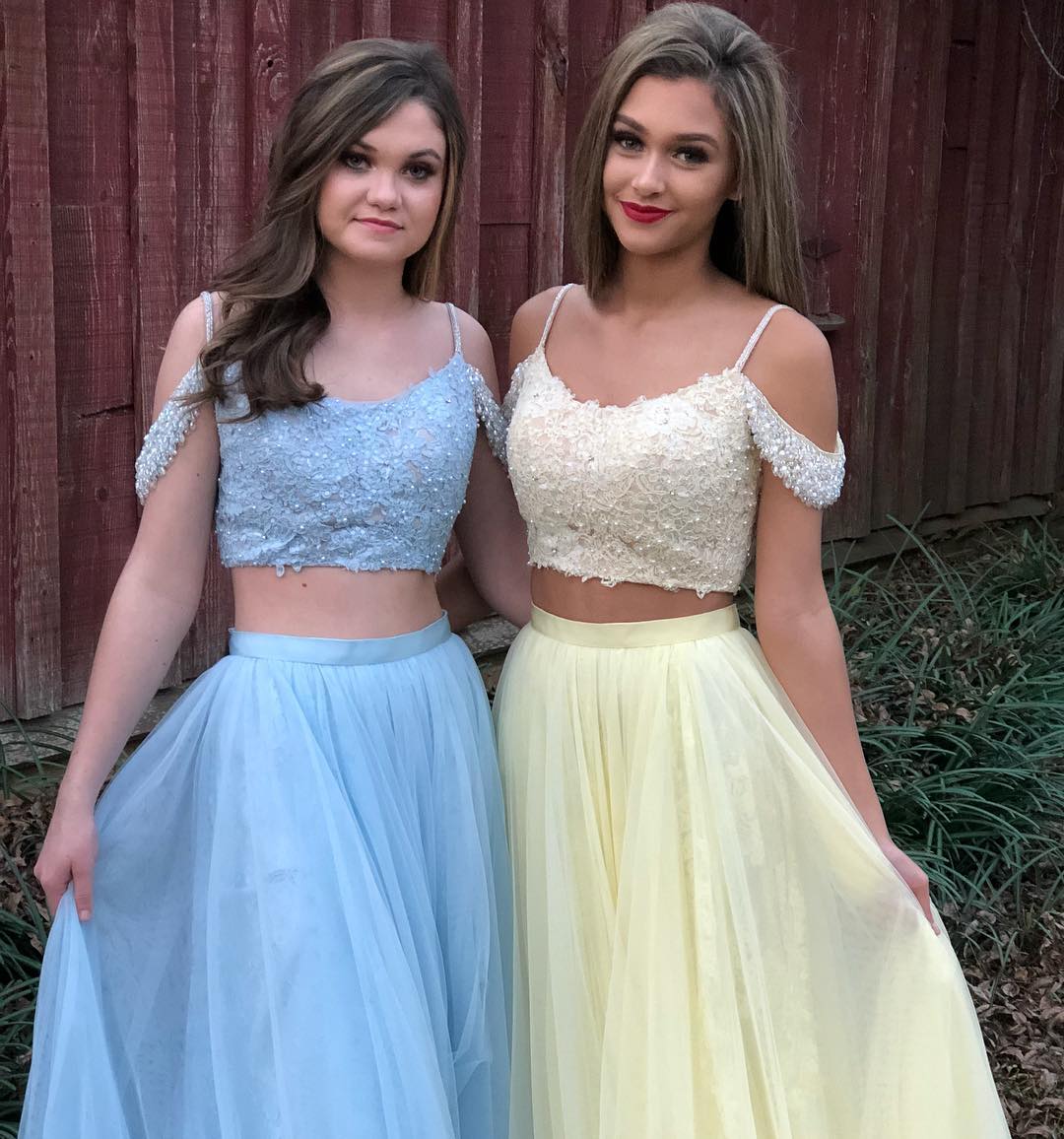 yellow and blue prom dresses