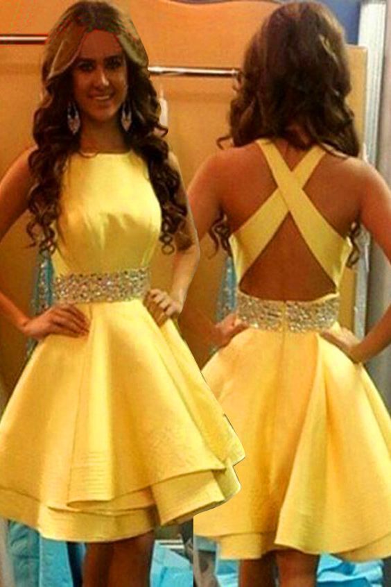 yellow prom dresses short