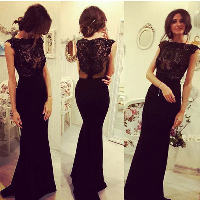 Black Mermaid Chiffon Dress