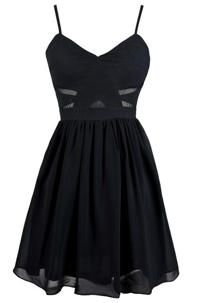 black spaghetti strap skater dress