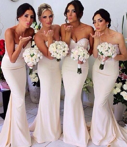 cream colored bridesmaid dresses