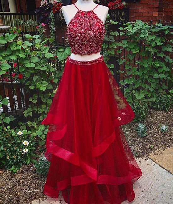 red formal two piece