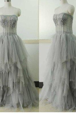 Charming Evening Dress,Strapless Prom Dress,Sexy Evening Dresses,Long Tulle Prom Dress,Sexy Prom Dress,Formal Dress F3272