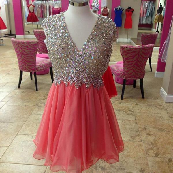 Short Prom Dress, Sexy Crystal Prom Gown, Tulle Sweet 16 Dress on Luulla
