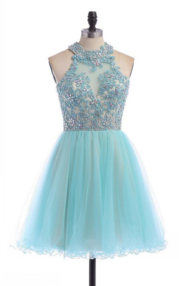 Charming Prom Dress, Sleeveless Prom Dress, Tulle Homecoming Dress ...