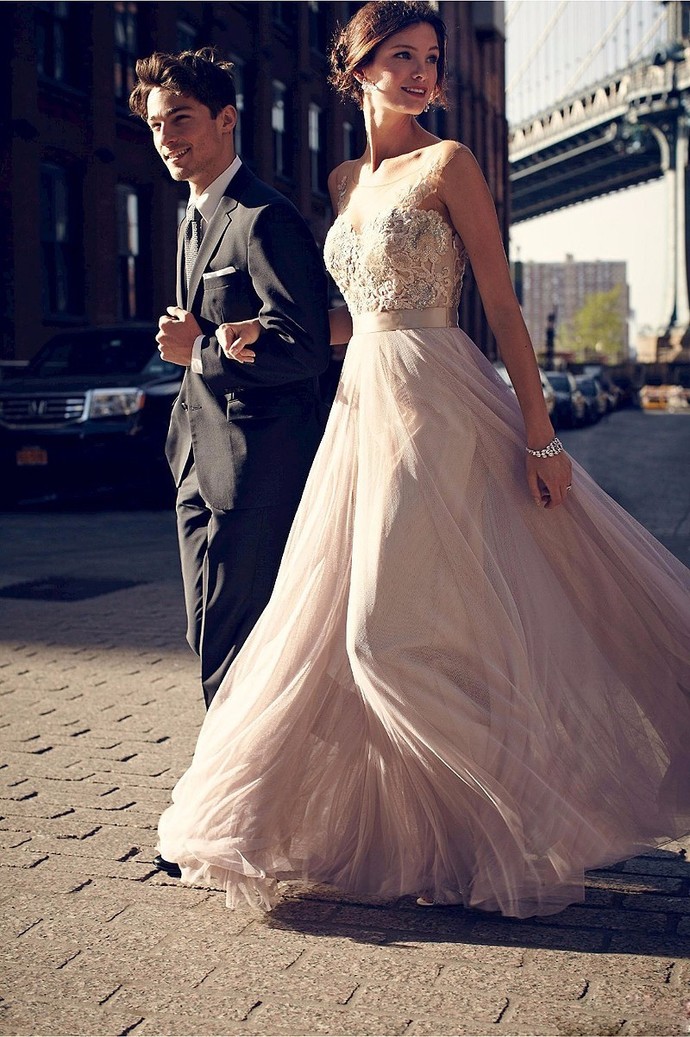 Fashion A-line Tulle Prom Dresses Long Sexy Prom Dress Y5375 main image 1